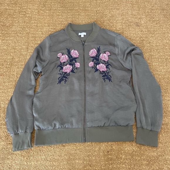 Charming Charlie Jackets & Blazers - Charming Charlie Silky Fashion Retro Embroidered Windbreaker Womens Size (S)